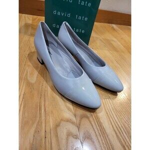 David Tate Colette Pumps Womens 10.5 M Light Gray Nappa Leather Slip On NEW